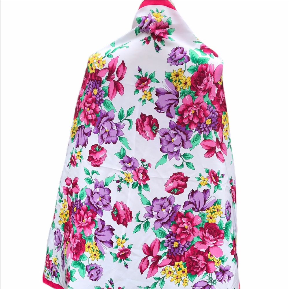 Large Square Pink Floral Scarf